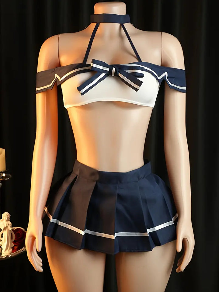 Erotic underwear new sexy pure desire nightclub JK uniform pleated skirt bandeau temptation suit date battle robe breastless dress bed free passion pajamas pure uniform set