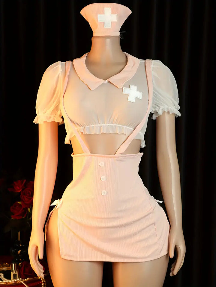 Sexy Dress Set, Seductive See-Through Dress, Little Nurse Uniform, Role-Playing Women's Erotic Uniform, Role-Playing