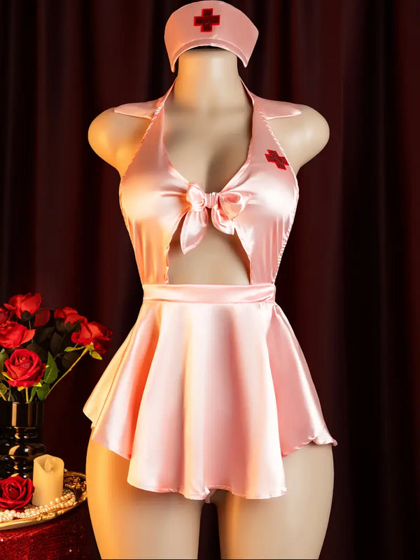 SexualitySexy LingerieBackless Pink Peach SweetheartNurse Dress SuitChestCutout Lingerie UniformTemptationCute PajamasCosplayPassion SetPure StriplessBold Erotic CostumeExposureExotic Seductive Underwear (Includes: Dress + Headband + Panties)