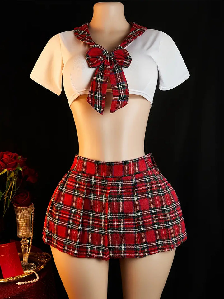 Sexy Lingerie Skirt Set Temptation Classic Plaid Lingerie Skirt Set Role Play Sexy Erotic Costumes Role Play Sexy Set