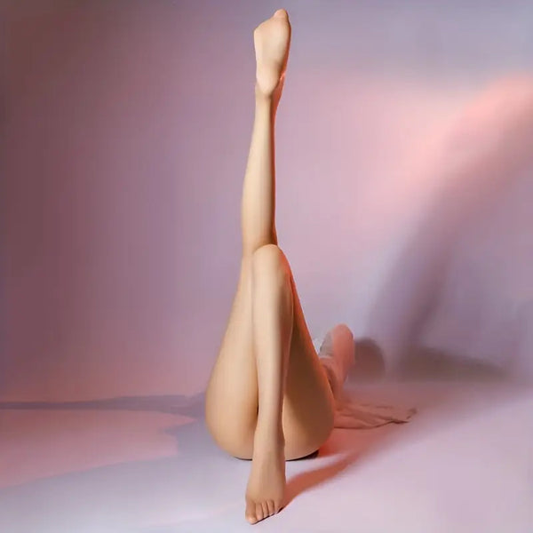 Women's crotchless stockings, sexy and pure style on the bed, long over-the-knee garter socks, date-ready lingerie that can be worn without removal, sheer fishnet bodystockings, bold exotic and alluring lingerie.