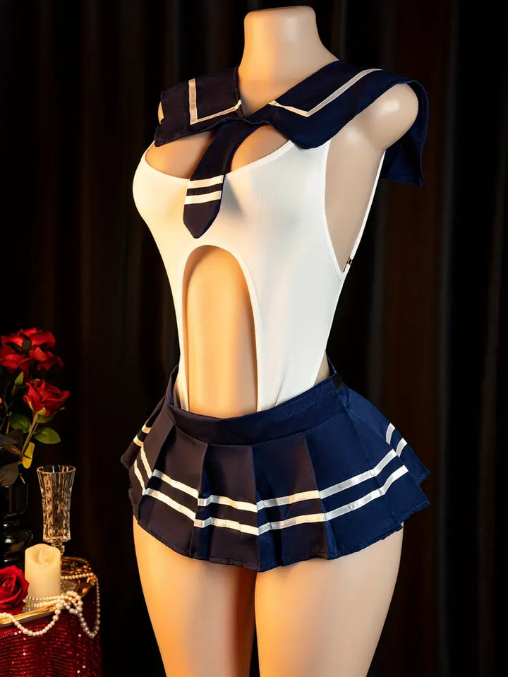 Sexy Lingerie Bodysuit Pure Love Hollow Dresses Uniform Sets Ladies Erotic Costumes Erotic Uniforms Role Play