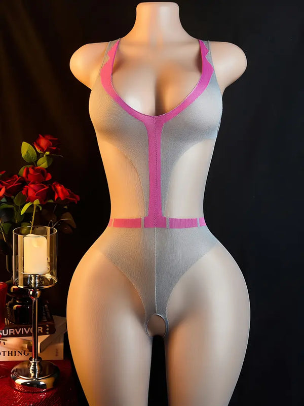 Women'S Sexy Bodystocking Lingerie Sexy Gray One-Piece Stockings Women Erotica Bodysuit Body Stockings