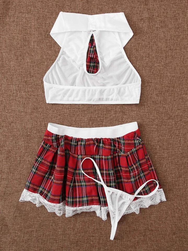 Adsexy Tartan School Costume Set With Thong