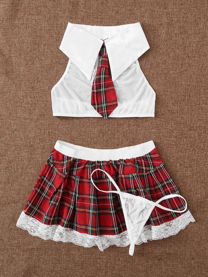 Adsexy Tartan School Costume Set With Thong