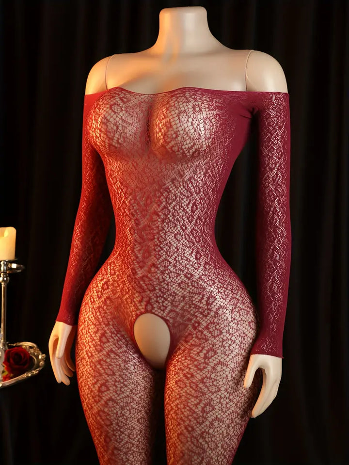 Sexy Bodystocking Fishnet Lingerie Bodysuit One-Piece Jacquard Hollow Stockings And Netsuits Ladies Erotic Costumes Erotic One-Piece Suits, Bodystocking