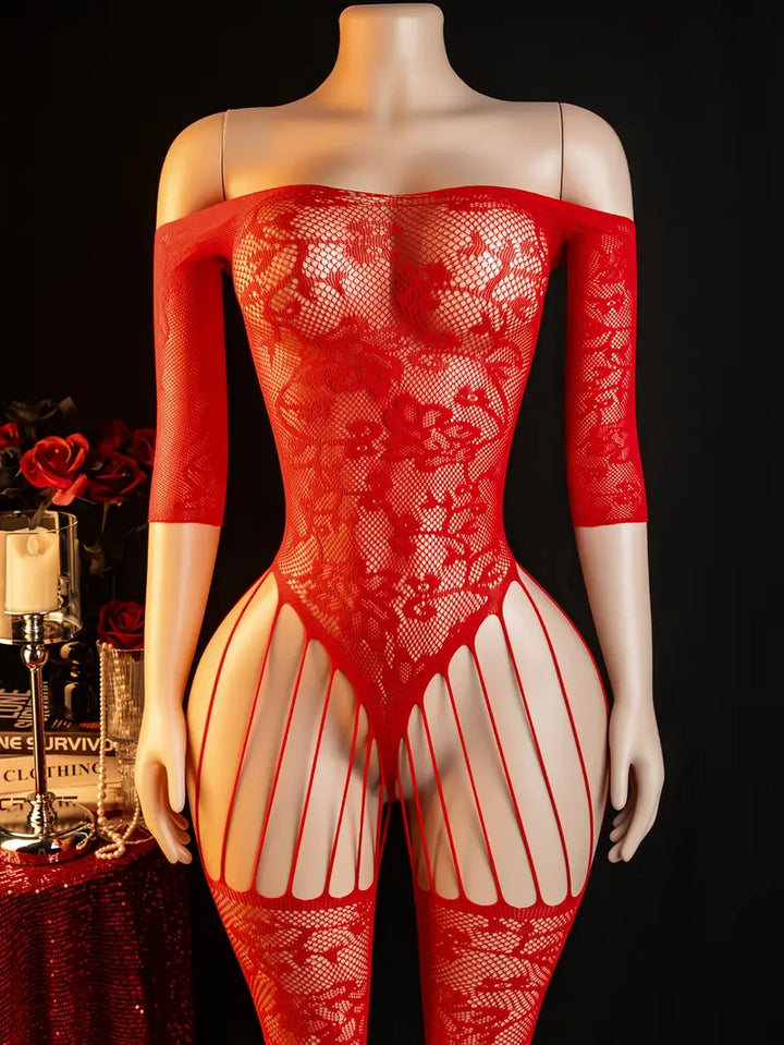 Women Sexy Bodystocking Lingerie Jumpsuit Stockings Skeleton Jacquard Jumpsuit Mesh Ms. Erotic Clothing Erotic Jumpsuit Jumpsuit Stockings