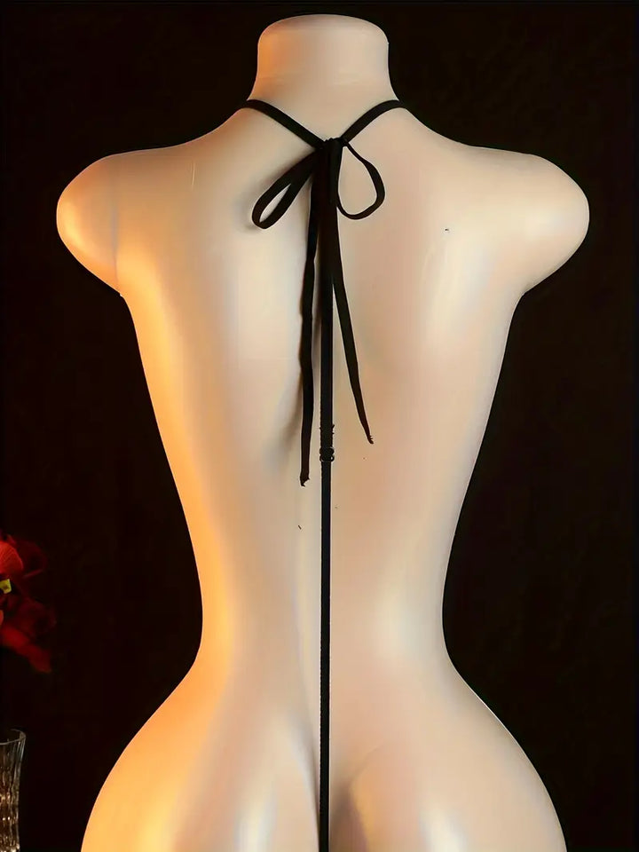 Sexy strapless deep V hollow out sheer tight opening back daring Valentine's Day exotic lingerie