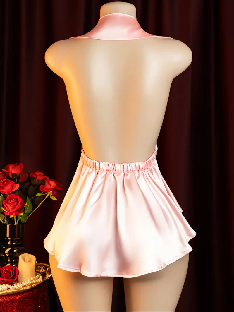 SexualitySexy LingerieBackless Pink Peach SweetheartNurse Dress SuitChestCutout Lingerie UniformTemptationCute PajamasCosplayPassion SetPure StriplessBold Erotic CostumeExposureExotic Seductive Underwear (Includes: Dress + Headband + Panties)