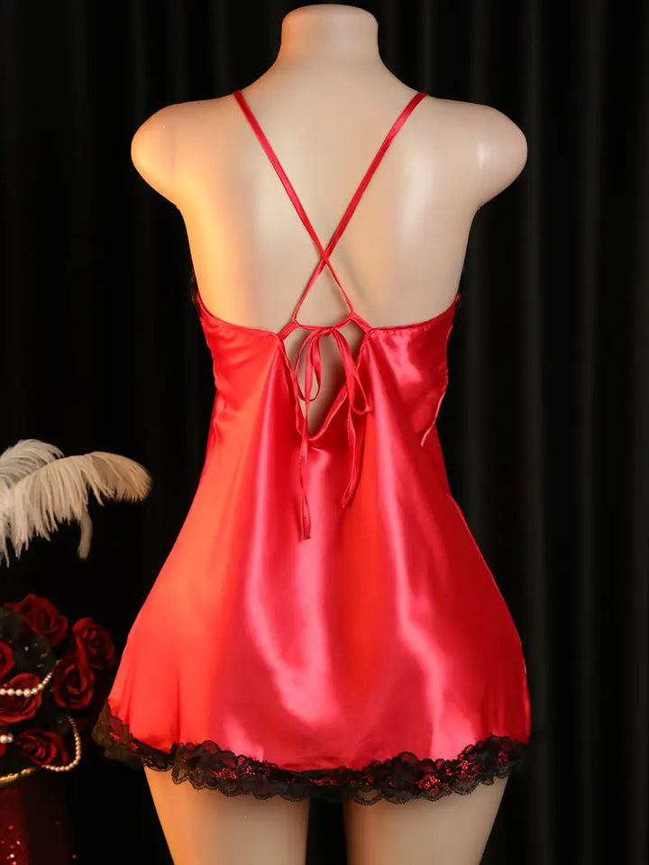 Lingerie sexy date battle robe hot backless lace camisole dress bed wear no need to take off sleepwear passion set lost sexy doll dress bold lingerie revealing exotic alluring underwear wine red nightgown