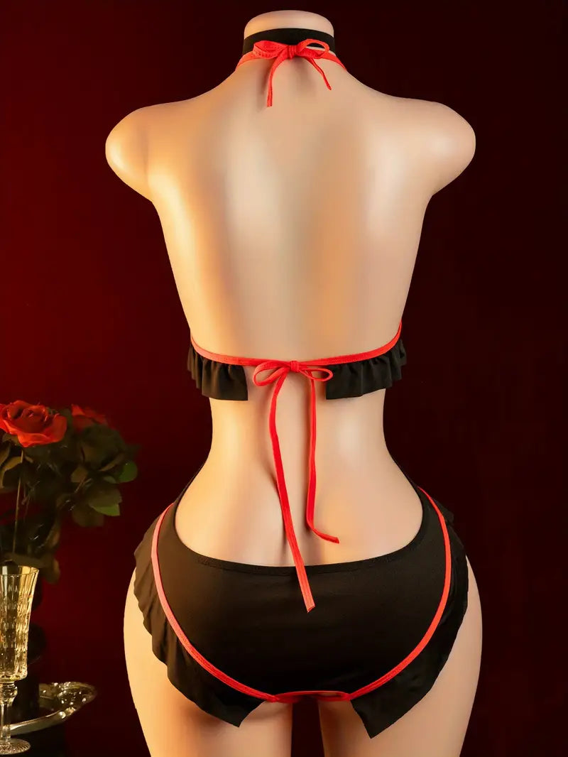 Sexual Erotic Lingerie Exposed Chest See-Through Nurse Suit Lace-up Chest Cutout Jumpsuit Uniform Temptation Cute Pajamas Cosplay Passion Set Open Loose Bold Erotic Costume Exposing Exotic Seductive Underwear (Includes: Jumpsuit + Headband)