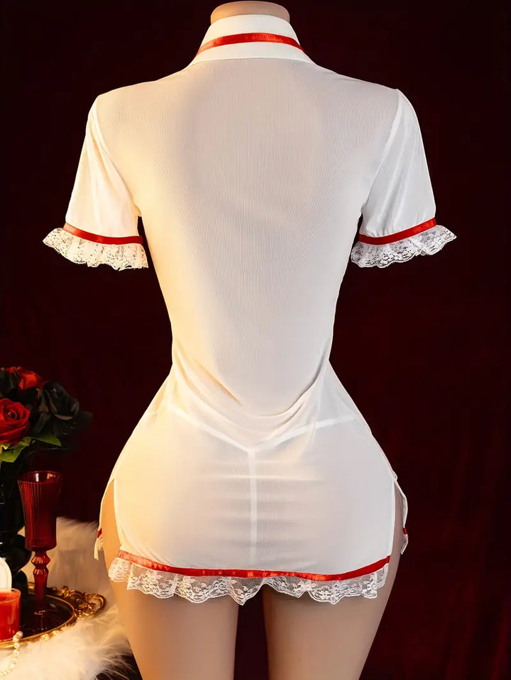 Erotic underwear sense new sexy see-through pure desire little nurse one-piece suit uniform temptation suit dating battle robe dress on the bed free passion pajamas pure uniform set