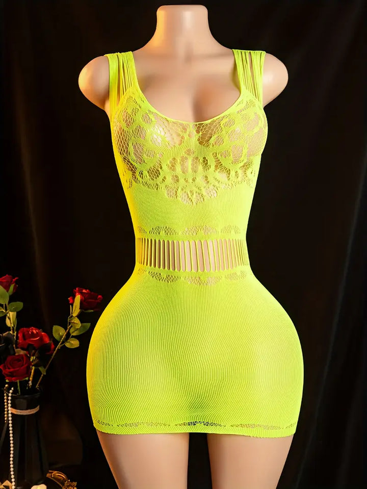Sexy Lingerie Seductive Printed Hollow Out Dresses Mesh Sexy Bodystocking Fishnet