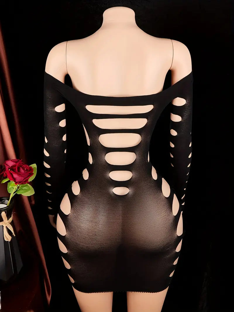 Erotic lingerie, hollow back, mesh bodycon dress, bandeau dress with large cutouts, sexy bodysuit, stockings, sexy sheer bodysuit