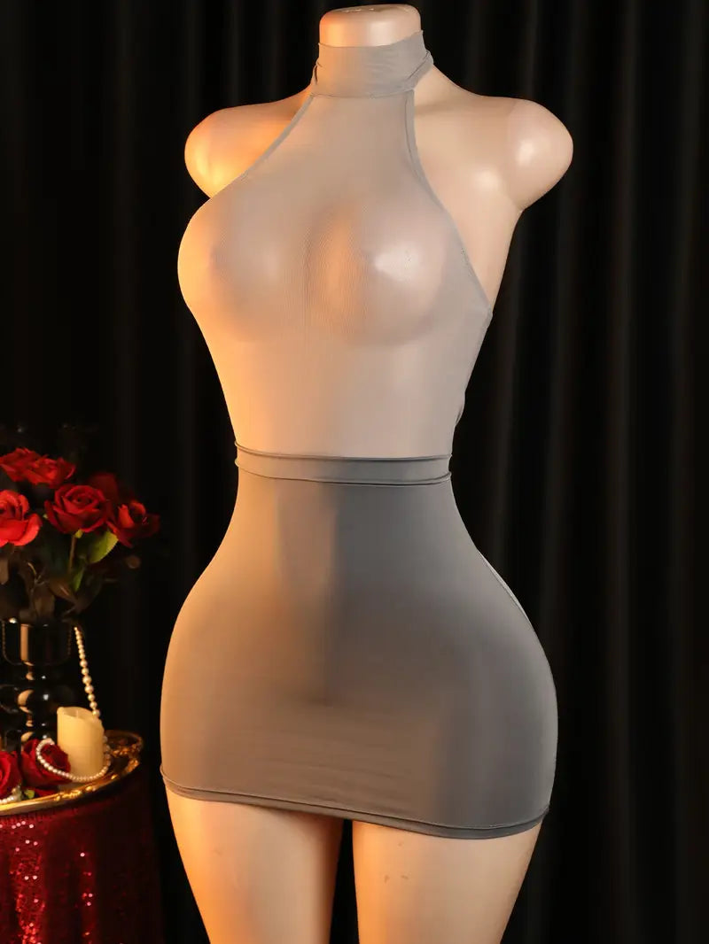 Sexy cosplay uniform set, seductive mature secretary, passionate teasing on the bed. The uniform set includes a dress and underwear.
