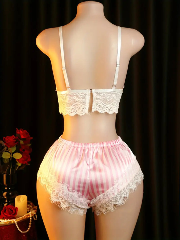 Sexy see-through lingerie set sexy lace camisole split three-point sexy suspender chest see-through pajamas pajamas free passion bra t-pants set new breast-baring bold erotic clothing exposure seductive underwear underwear