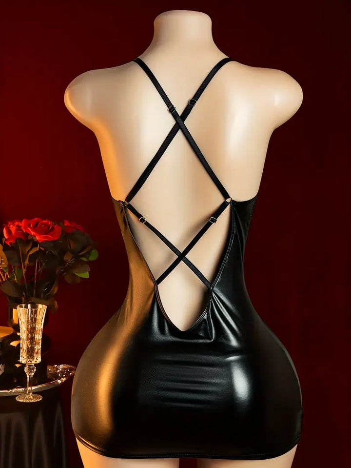 Sexy Sexy Lingerie Modern Girl Breasts Cutout See-Through Temptation Suspender Hip SkirtSecretary Outfit Pajamas Bed Passion Set Dress Lost Sexy Doll Dress Bold Erotic Costume Exposure Exotic Seductive Lingerie (Sundress + Panties)