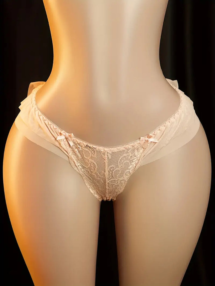 Sexy Panties Bow Hollowed Out Embroidered Panties Ladies Erotic Clothing Erotic Bottoms Erotic Triangle Panties