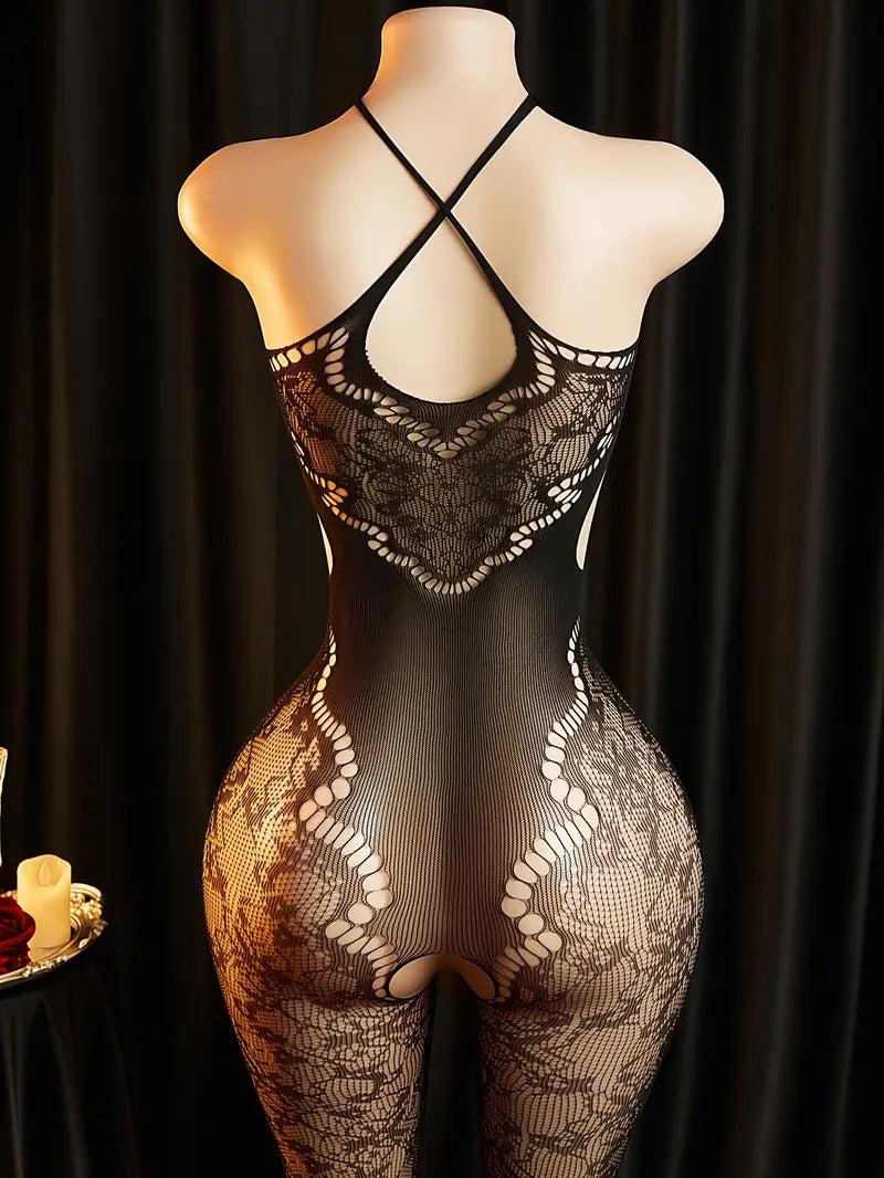 Sexy Bodystocking Lingerie Lingerie Seduction Flower Print Hollow See-Through Body Stockings Women'S Erotic Clothing Erotic Bodysuit, Bodystocking