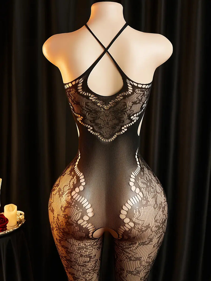Sexy Bodystocking Lingerie Lingerie Seduction Flower Print Hollow See-Through Body Stockings Women'S Erotic Clothing Erotic Bodysuit, Bodystocking