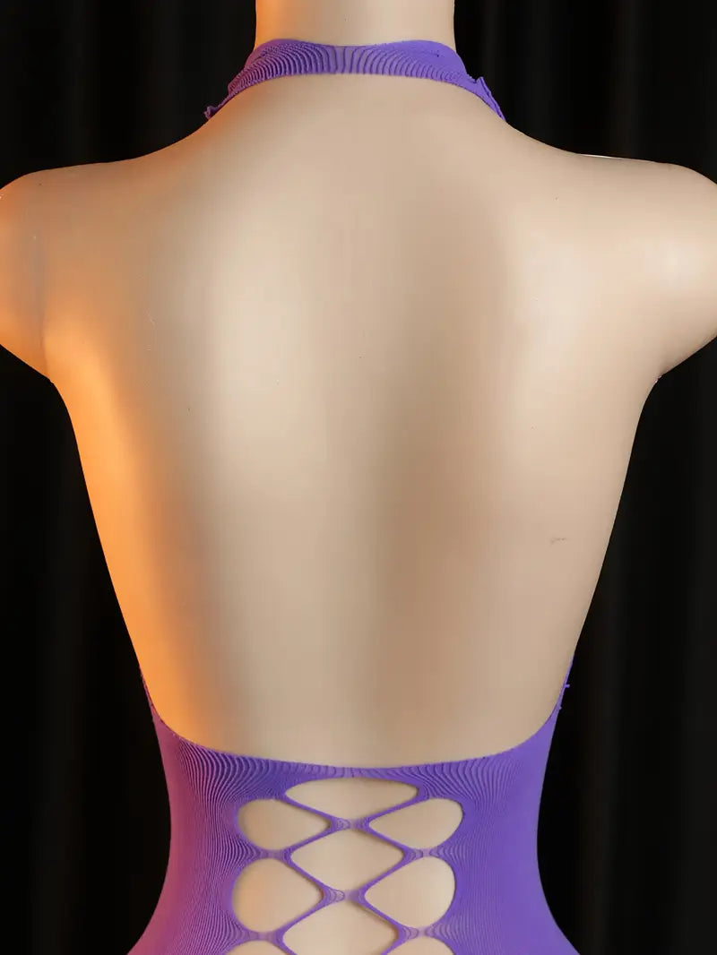 Women's erotic jumpsuits, stockings, sexy backless hollow mesh jumpsuits, one-piece super stretch pantyhose