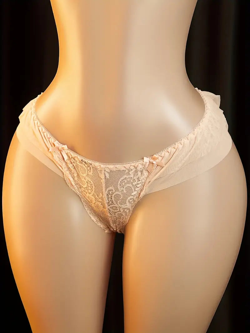 Sexy Panties Bow Hollowed Out Embroidered Panties Ladies Erotic Clothing Erotic Bottoms Erotic Triangle Panties