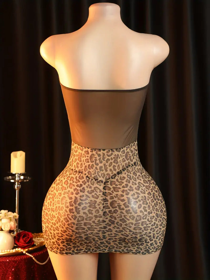 Sexual erotic lingerie exposed breasts see-through leopard print cat girl buttocks dress set bandeau uniform temptation tights cute pajamas cosplay passion set opening stalls without taking off bold exposure exotic seductive lingerie