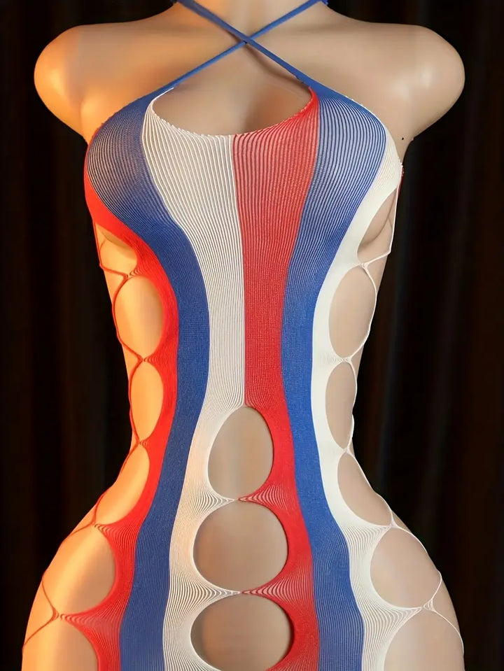 Sexy one-piece lingerie, multi-color hollow-out design, deeply alluring, open-crotch, no need to remove one-piece