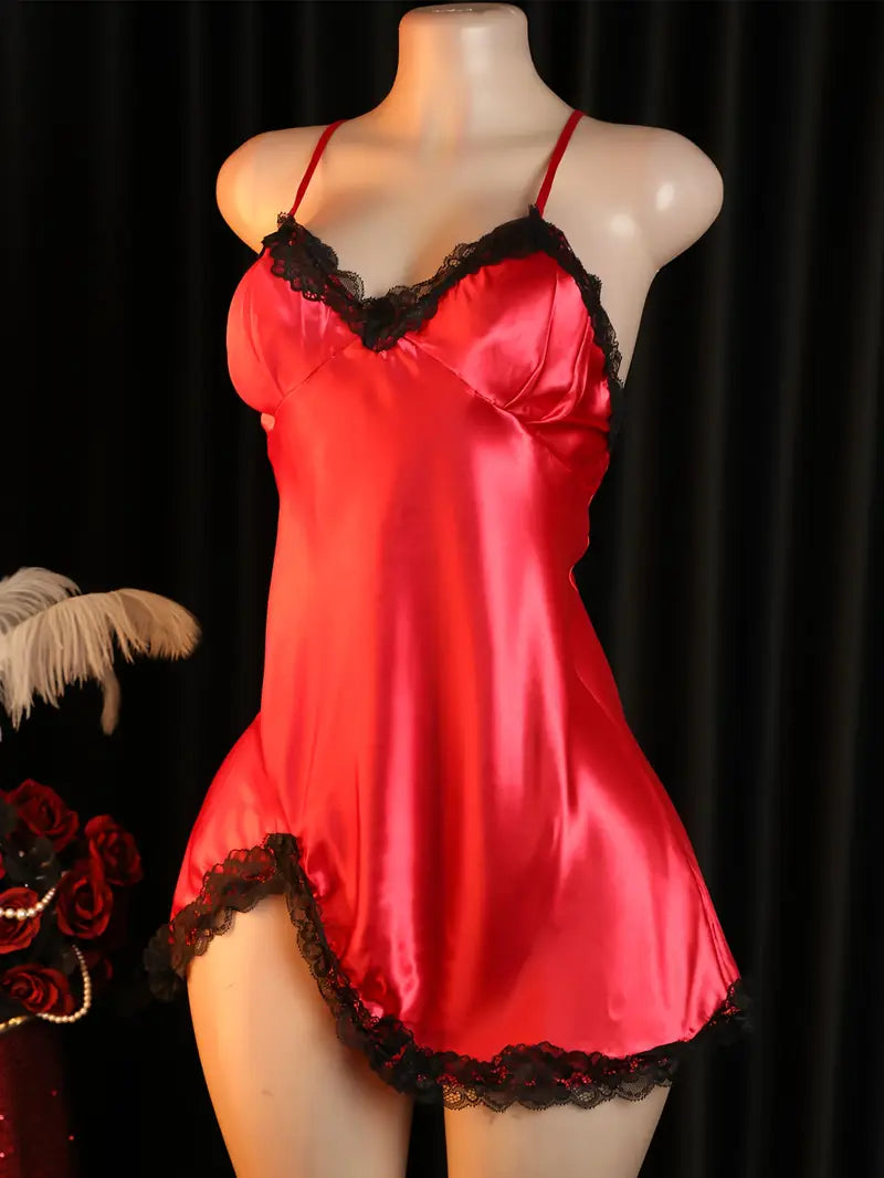 Lingerie sexy date battle robe hot backless lace camisole dress bed wear no need to take off sleepwear passion set lost sexy doll dress bold lingerie revealing exotic alluring underwear wine red nightgown