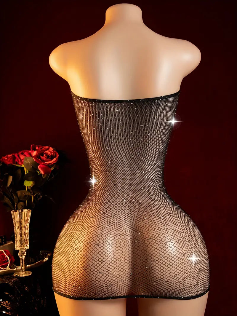 Sexy Lingerie Bustier Hot Diamond Mesh Sexy Bodystocking Fishnet