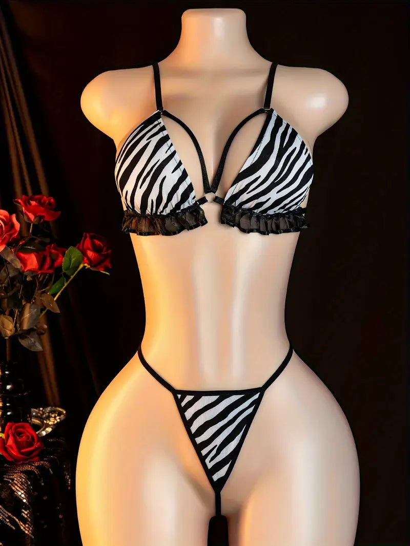 Plus size sex erotic lingerie zebra pattern new pajamas dating battle robe bed passion set women's sexy underwear and panties Bold erotic clothing seductive underwear (includes: underwear + panties)