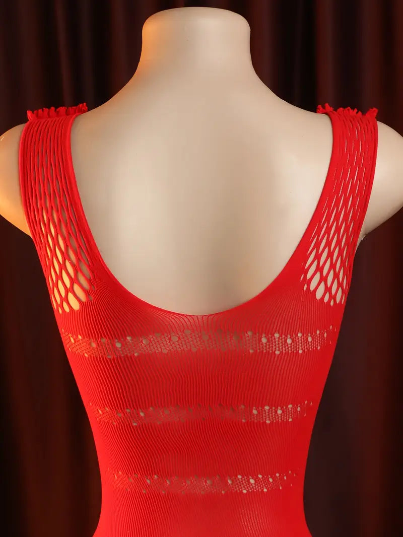 Sexy Red Striped Hollow-out Slip Dress