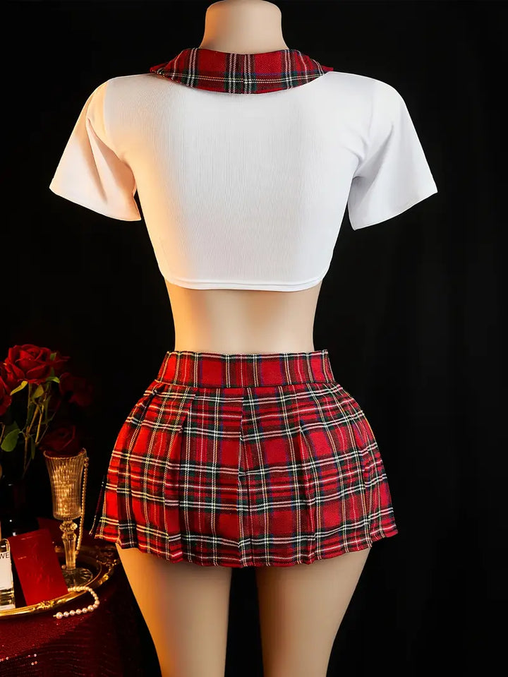 Sexy Lingerie Skirt Set Temptation Classic Plaid Lingerie Skirt Set Role Play Sexy Erotic Costumes Role Play Sexy Set