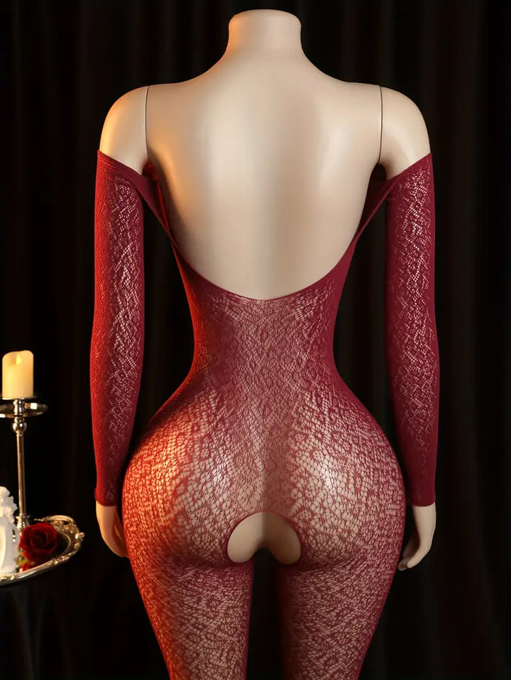 Sexy Bodystocking Fishnet Lingerie Bodysuit One-Piece Jacquard Hollow Stockings And Netsuits Ladies Erotic Costumes Erotic One-Piece Suits, Bodystocking