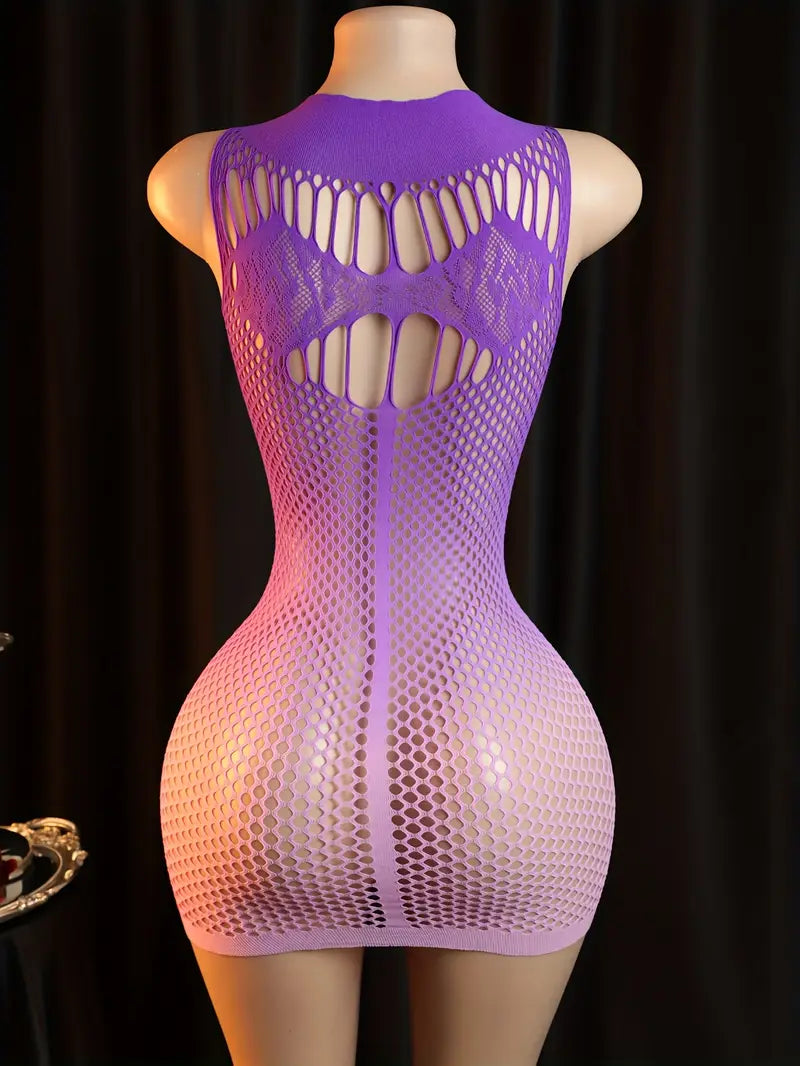 Women Sexy Bodystocking Lingerie Bodysuit Temptation Hollow Out Sheer Flower Printed Net Skirt One-Piece Socks Women'S Erotic Costumes Erotic Bodysuit,Bodystocking