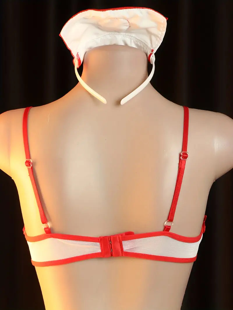 Sexy Erotic Lingerie Nurse Uniform Set Big Open Back Suspender Hip Wrap Dress See-Through Temptation Cute Pajamas Cosplay Passion Set Open Stripless Bold Erotic Costume Exposure Exotic Seductive Underwear Panties