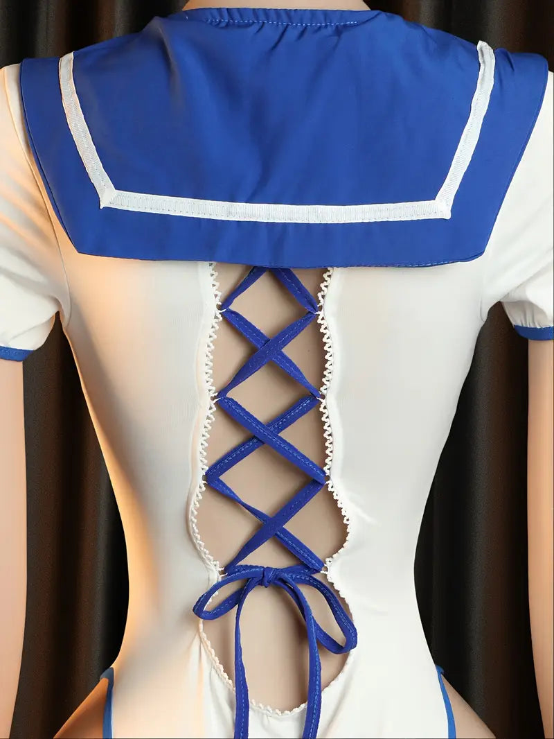 Sexy Bodysuit Lingerie Seductive See-through Bow Tie Bodysuit Role Play Ladies Erotic Costume Sexy Uniform, Role Play