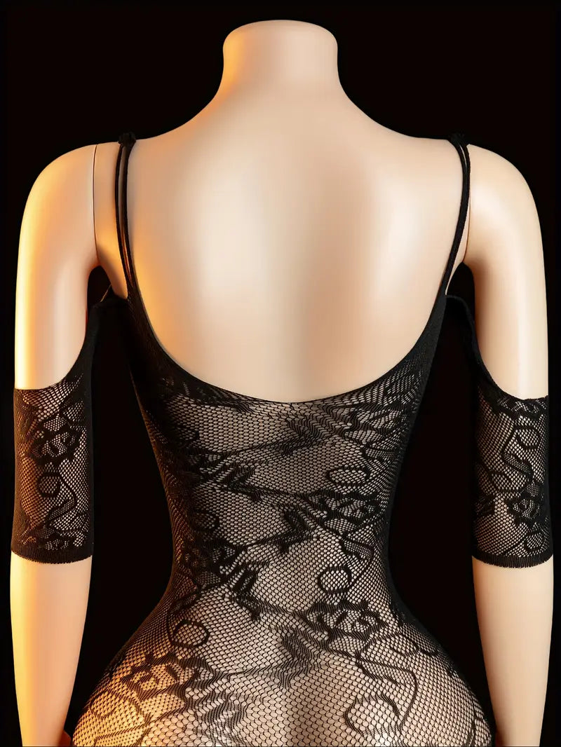 Sexy Lingerie Ladies Erotic Costume Floral Garter Mesh Dress Erotic One-Piece Dress One-Piece Socks Sexy Bodystocking