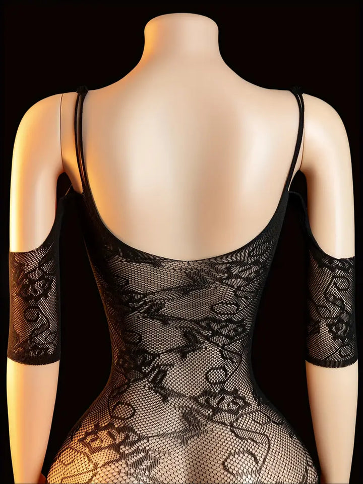 Sexy Lingerie Ladies Erotic Costume Floral Garter Mesh Dress Erotic One-Piece Dress One-Piece Socks Sexy Bodystocking