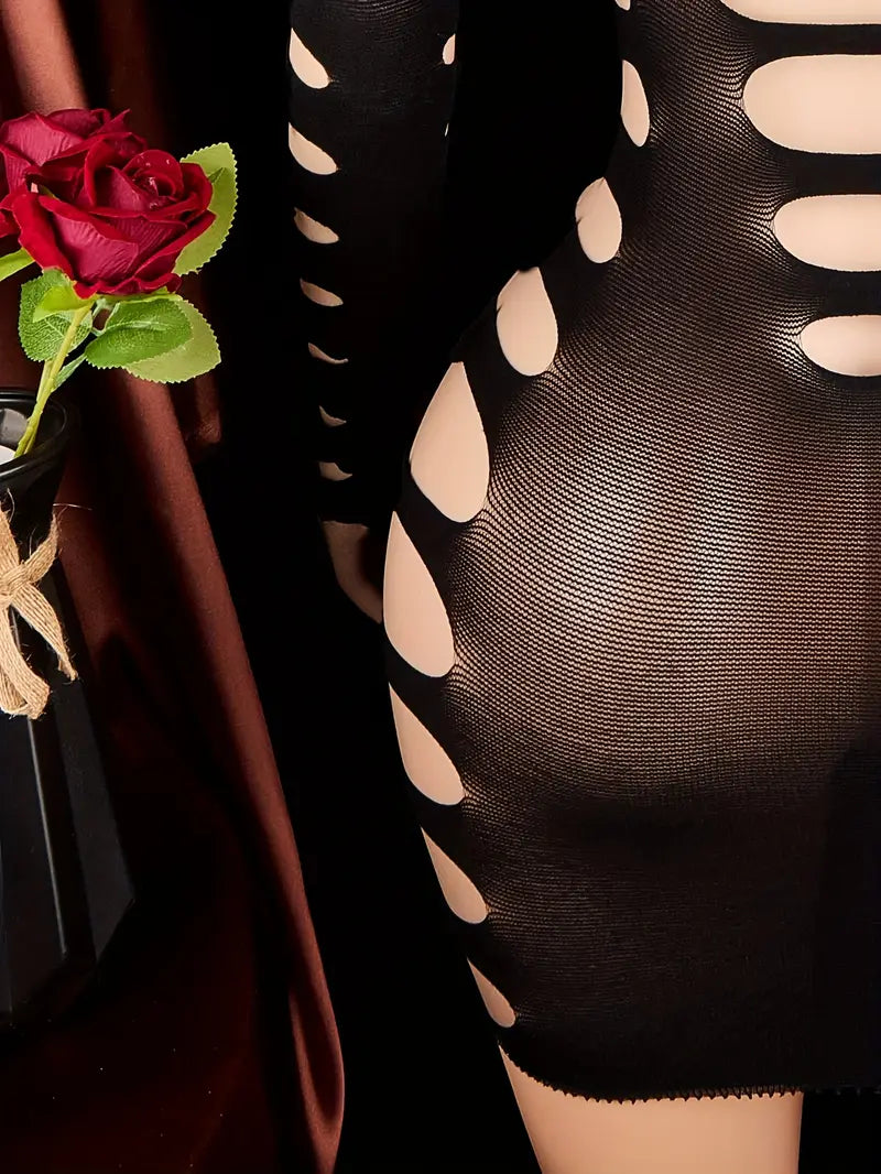 Erotic lingerie, hollow back, mesh bodycon dress, bandeau dress with large cutouts, sexy bodysuit, stockings, sexy sheer bodysuit