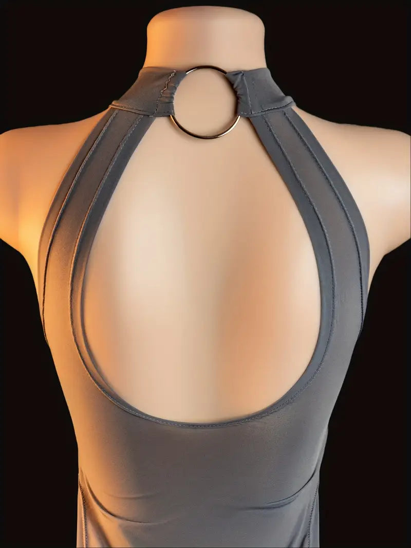 Sexy Dress Set Temptation See-Through Lingerie Tight Slit One-Piece Dress Ladies Erotic Clothing Sexy Nightwear, Robe Set
