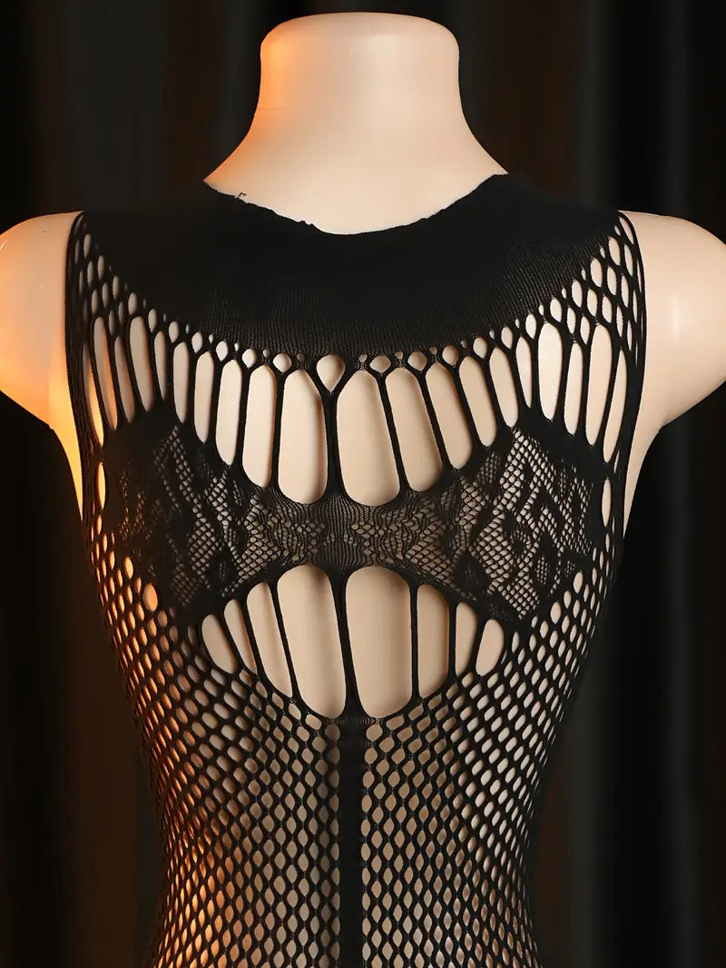 Women Sexy Bodystocking Lingerie Bodysuit Temptation Hollow Out Sheer Flower Printed Net Skirt One-Piece Socks Women'S Erotic Costumes Erotic Bodysuit,Bodystocking