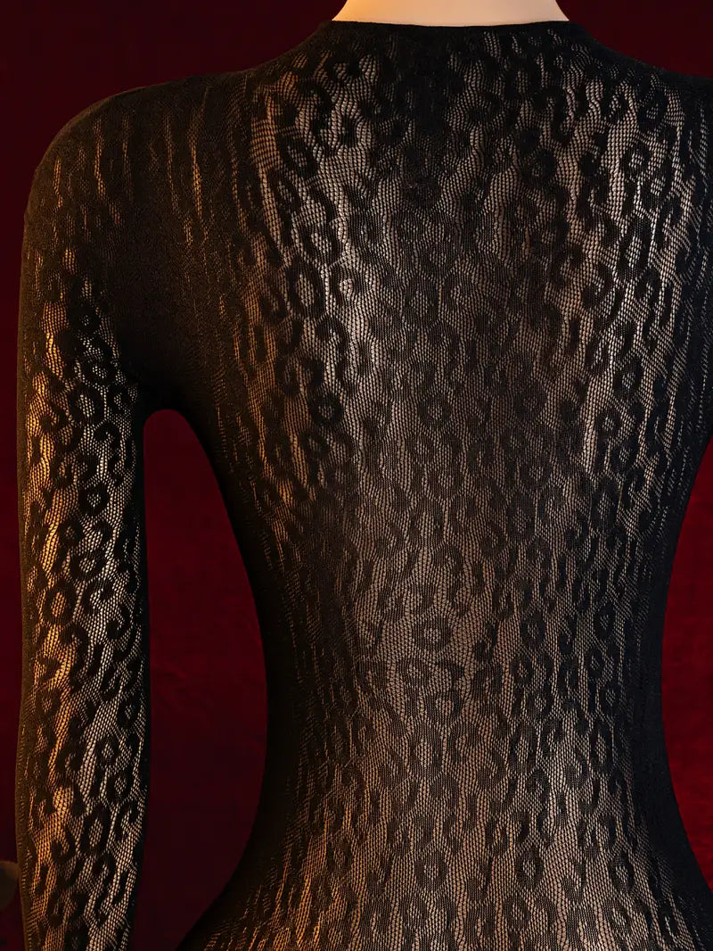 Sexy Lingerie Bodystocking Jumpsuit Leopard Print One-Piece Mesh Dress Women Erotic Costumes Erotica Jumpsuit Body Stockings