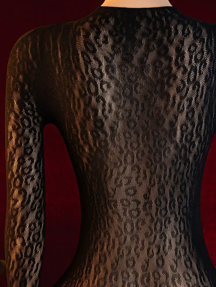 Sexy Lingerie Bodystocking Jumpsuit Leopard Print One-Piece Mesh Dress Women Erotic Costumes Erotica Jumpsuit Body Stockings