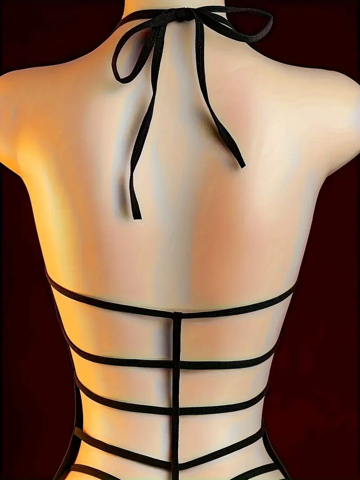 Sexy lingerie and pajama set with a tight bed skirt, backless uniform for passionate midnight allure, tight spaghetti strap dress (including: dress + long pants)
