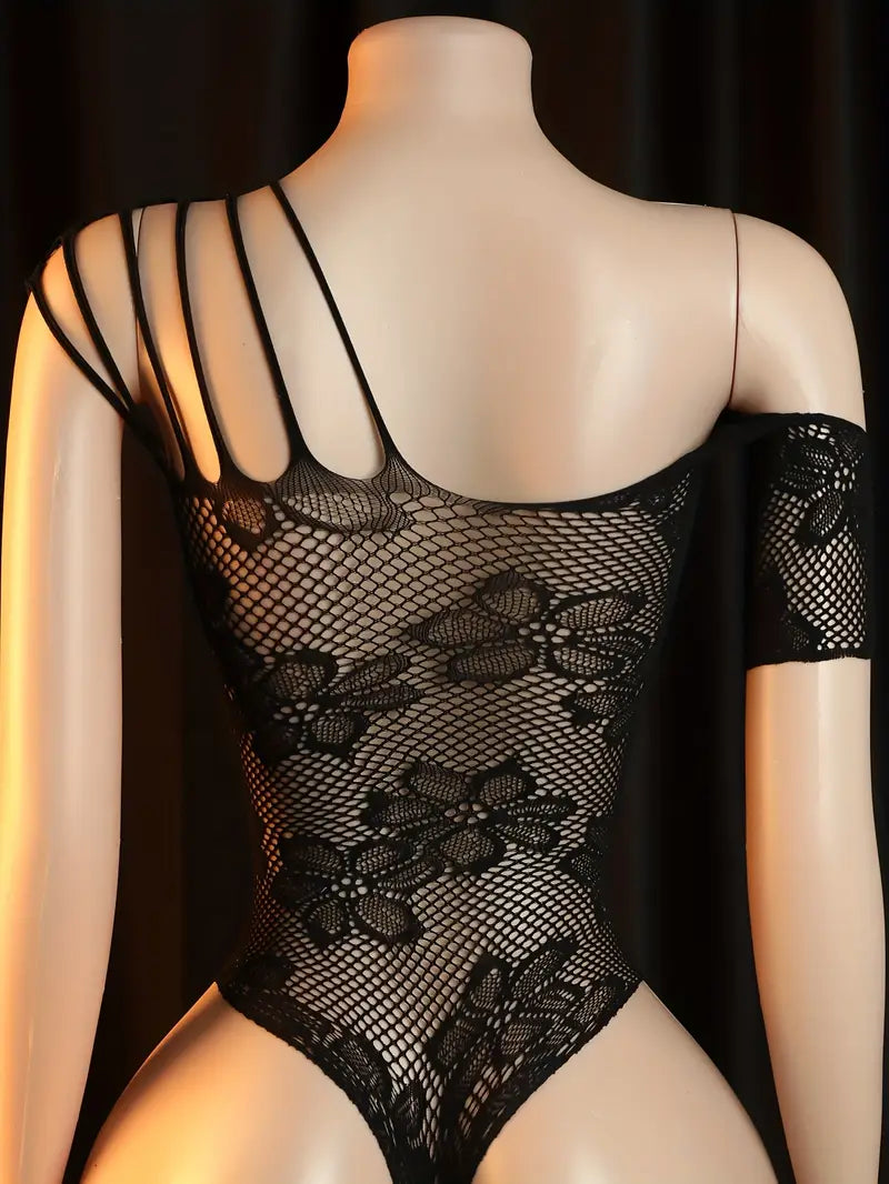 Sexy Bodystocking Bodysuit Temptation Hollow Out Sheer Flower Printed Strapless One-Piece Stockings Women Erotic Costumes Erotic Fishnet,Bodystocking