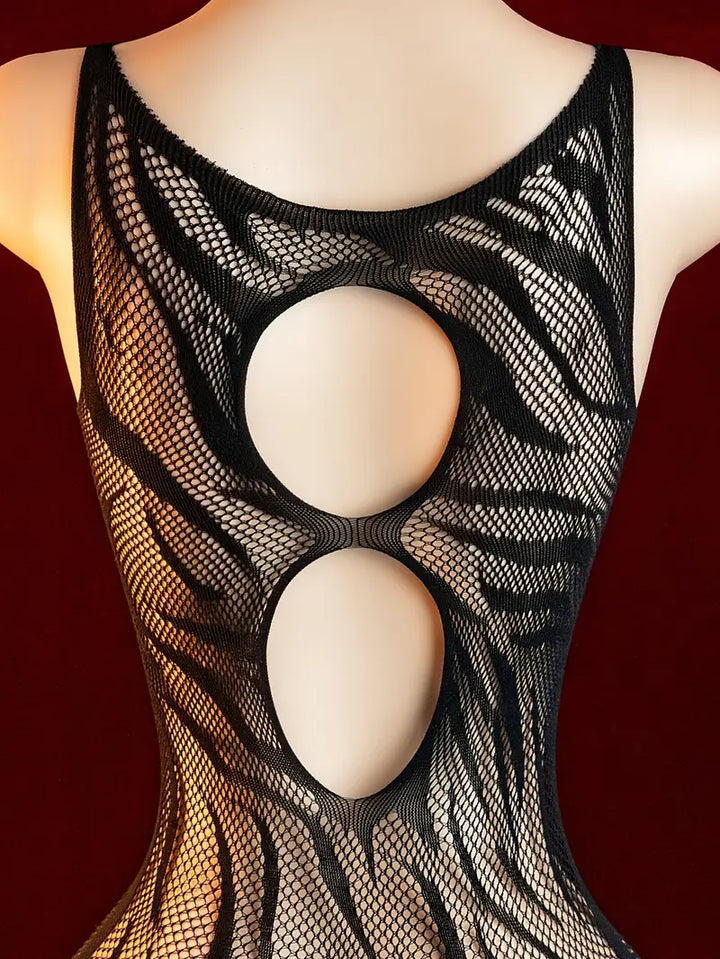 Women'S Sexy Lingerie Bodystocking Jumpsuit Jacquard Striped Dress Jumpsuit Mesh Ladies Erotic Costumes Erotic Jumpsuits Body Stockings