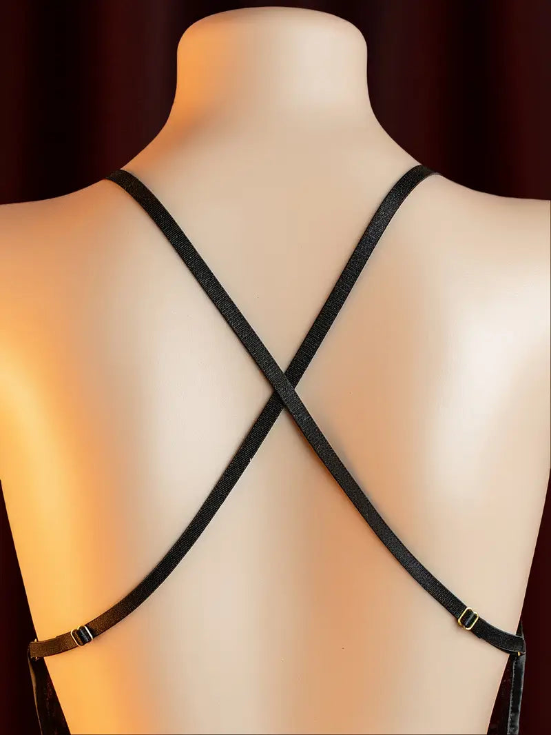 Plus size sexy sheer hollow design sleepwear set, charming lingerie for passionate nights.