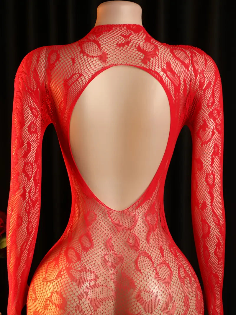 Sexy Bodystocking Lingerie Bodysuit Seductive Sheer Leopard Print One-Piece Mesh Dress, Women'S Sexybodysuit, Bodystocking