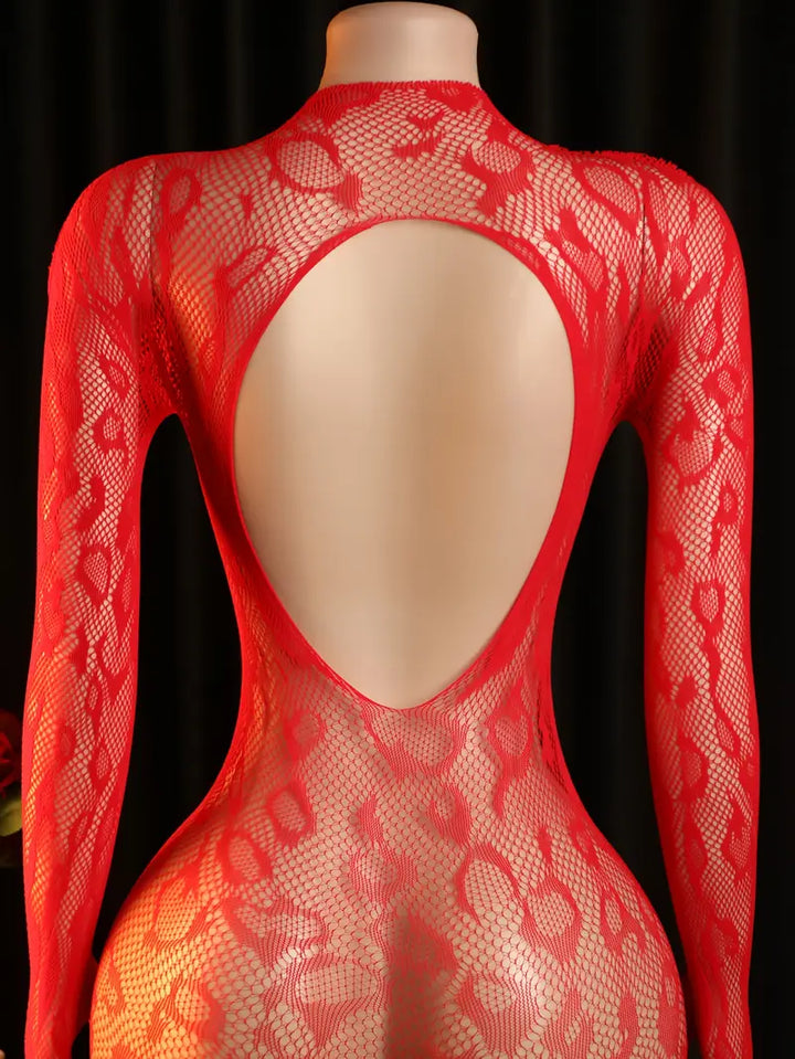 Sexy Bodystocking Lingerie Bodysuit Seductive Sheer Leopard Print One-Piece Mesh Dress, Women'S Sexybodysuit, Bodystocking